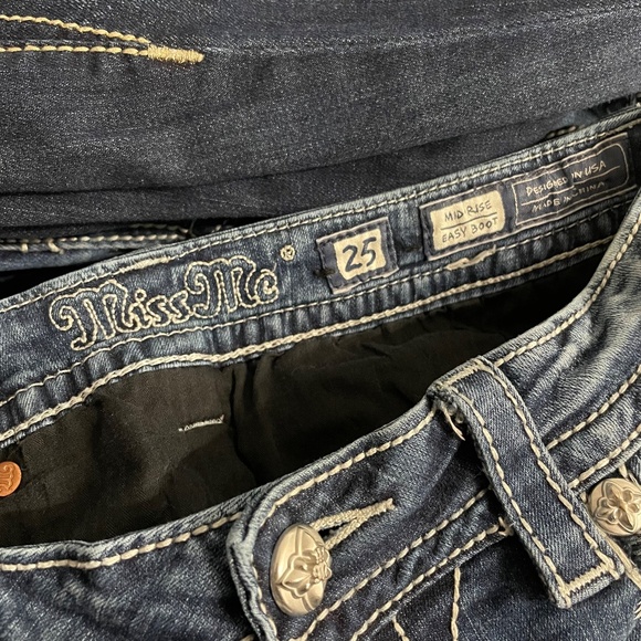 Miss Me Gold Embellished Design Medium Wash Mid-rise Bootcut Jeans - Picture 7 of 9